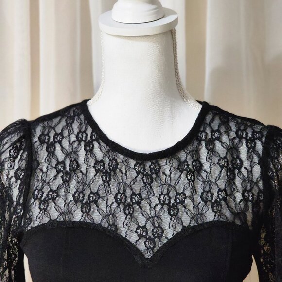 NWT- Black Lace-Trimmed Bodysuit - Picture 3 of 6